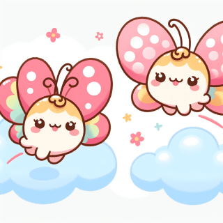 かわいい蝶がたのしく飛んでいる様子のイラスト