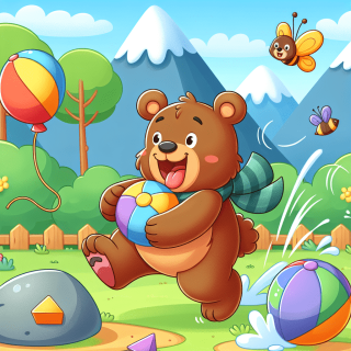 楽しく遊んでいる熊のイラスト