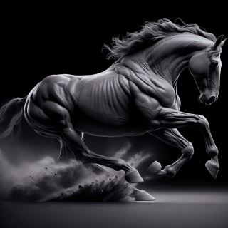 馬が疾走しているリアルな写真