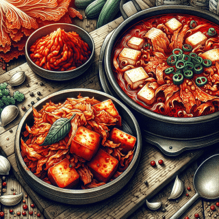 韓国料理屋での辛い料理　2品