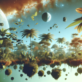 宙に浮かぶ植物の森