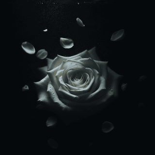 暗闇に浮かぶ白い薔薇