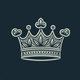 王冠をロゴ風に刺繍したかっこいいイラスト