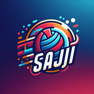 「Saji」というバレーボールチームのさわやかなでシンプルなデザインで作成