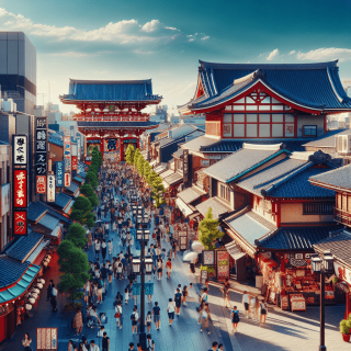 浅草の雷門周辺の風景画像
