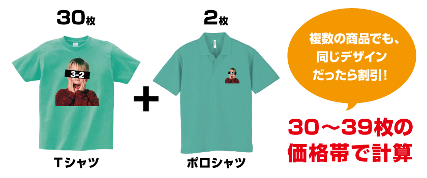 複数の商品でも、同じデザインだったら割引!