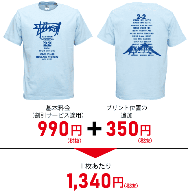 前・後ろ両面にプリント