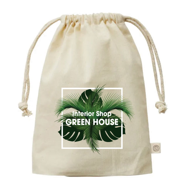 オーガニックコットンマチ付き巾着(M)